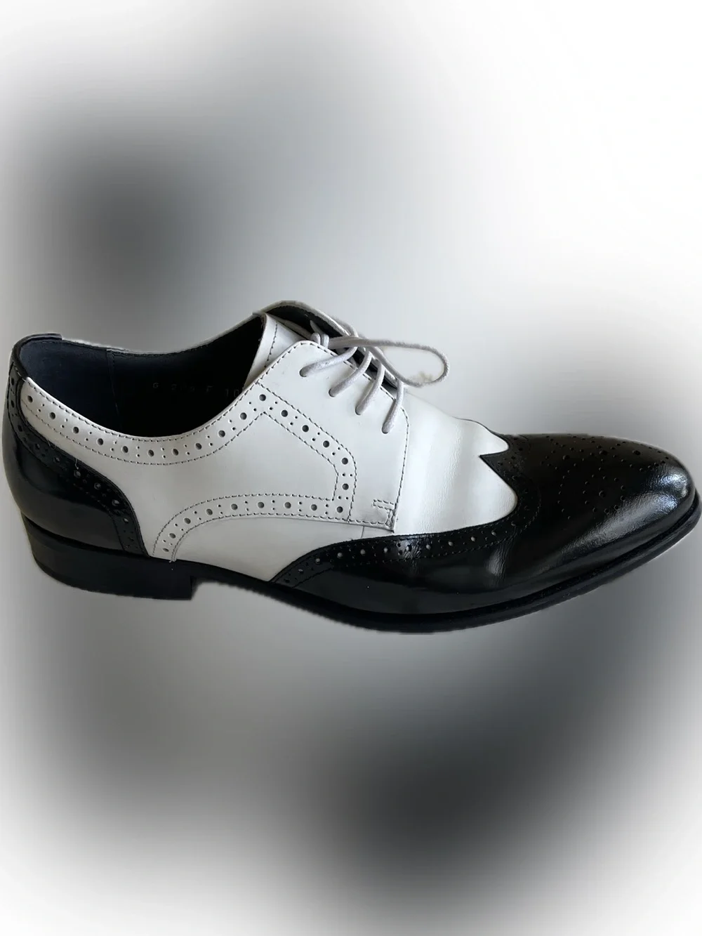 Two-Tone Black and White Wingtip Dress Shoes